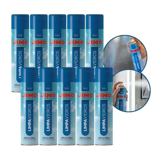 10 Jimo Limpa Vidro Espuma Limpeza Brilho Sem Manchas 400ml