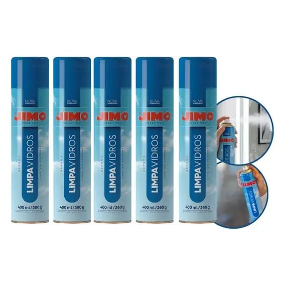 5 Jimo Limpa Vidro Espuma Limpeza Brilho Sem Manchas 400ml