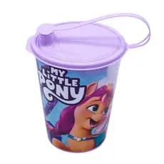 Copo com Tampa Infantil 320ml PJ Masks My Little Pony Transformers