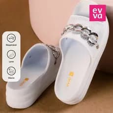 Chinelo Feminino Plataforma Salto Muito Leve 100% em EVA CORRENTE METALIZADA