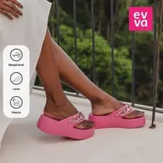 Chinelo Nuvem Plataforma Feminino EVA Com Corrente Evva Hit Original Leve e Macio