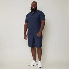 Bermuda Masculina Plus Size com Elástico Azul Marinho