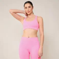 Top Esportivo Canelado Sem Costura Rosa Selene