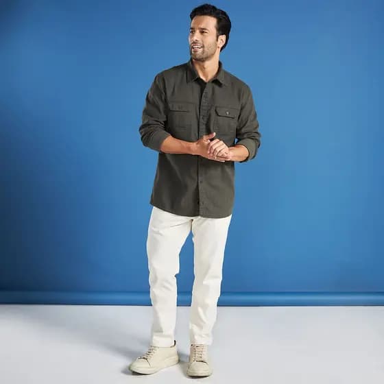 Calça Jeans Masculina em Linho Cru