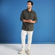 Calça Jeans Masculina em Linho Cru