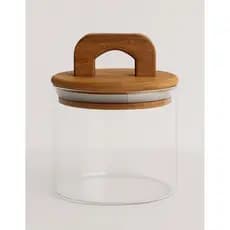 Pote De Vidro Hermético Com Tampa De Madeira 700 ml Porta Acessorios, Cozinha, Lavabo, etc.