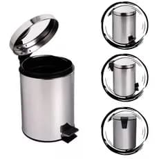 Lixeira Inox Banheiro 5 Litros Cozinha Cesto Com Pedal Tampa