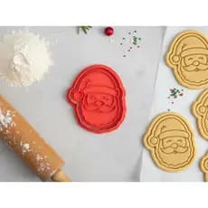 Cortador de biscoito + Carimbo rosto papai noel