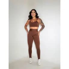Conjunto Fitness Feminino Top e Calça Zero transparencia Poliamida Treino Legging Cintura Alta Academia