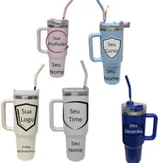 Garrafa Térmica 1200ml C/ Canudo Alça Personalizado Aço Inox Copo Grande 1,2litros Academia Trabalho