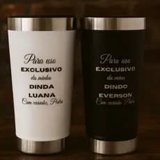 Kit Copos Térmicos Inox Personalizados - Padrinho e Madrinha - Presente Especial Batizado