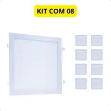 Kit 8 Painel LED Slim 6W Embutir Quadrado Luz Forte 6500K Branco Frio