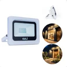 Refletor LED Slim IP65 30W Luz Quente 3000K Cor Externa Branco Econômica Durável