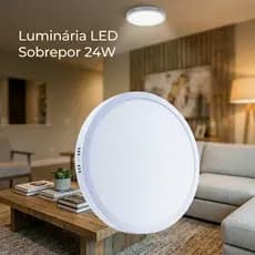 Luminária LED Redonda Sobrepor 24W Branca Moderna Sala