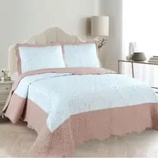Kit Colcha Casal Maison 2,20m x 2,40m com 3 Peças - Rozac - Rosa, Bege e Cinza
