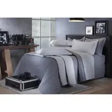 JOGO DE CAMA KING GRID PRATA 200F 2,90MX2,50M