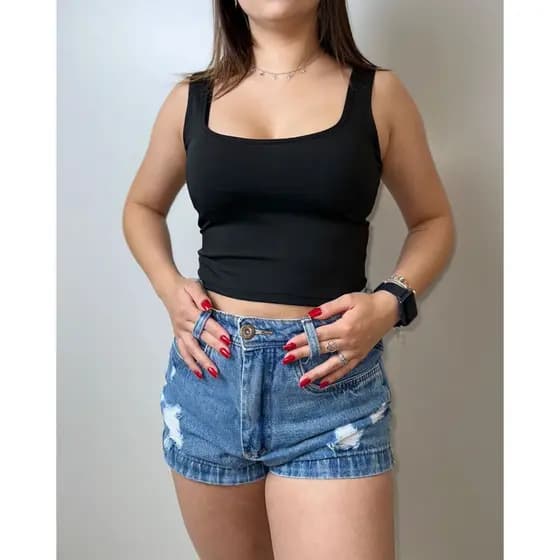 Cropped Regata Decote Suplex Premium Diversas Cores