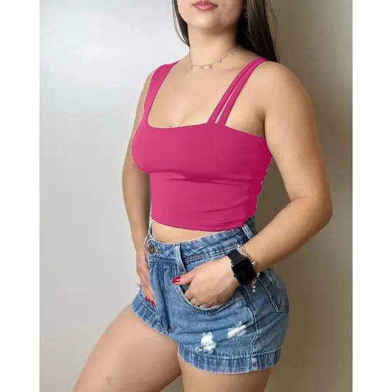 Top Cropped Ombro Nu Com Alça Básico Verão