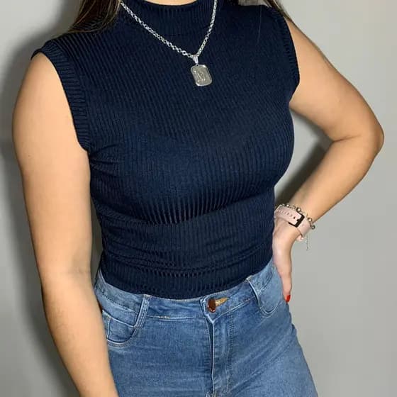 Cropped Canelado Blusinha Feminina Golinha Básica Moda Verão Diversas Cores