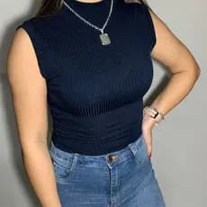 Cropped Canelado Blusinha Feminina Golinha Básica Moda Verão Diversas Cores