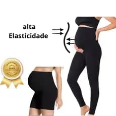 Kit Calça e Short Legging Gestante Gravida Cós Alto Confortável Maternidade Gestação Feminina