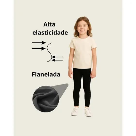 Calça Legging Infantil Flanelada Suplex Peluciada Forrada