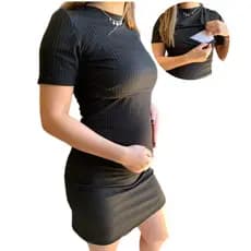 Vestido Amamentação Gestante Manga Curta Tubinho