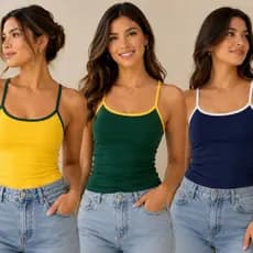 Regata Alcinha Verão Suplex Bicolor Gringa Casual