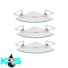 Kit 03 Porta Shampoo Suporte De Banheiro Shampoo Canto Vidro 6mm