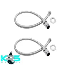 Kit 2 Engates Mangueira Flexível Trançado Aço Inox 40cm Par