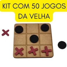 kit 50 Mini Jogo da Velha MDF Cru Decoração Educativo Lembrancinhas