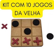 KIT Com 10 Mini Jogo da Velha MDF Cru Decoração Educativo Lembrancinhas