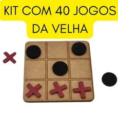 kit 40 Mini Jogo da Velha MDF Cru Decoração Educativo Lembrancinhas