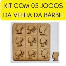 05 Mini Jogo da Velha Barbie MDF Cru Educativo Lembrancinhas