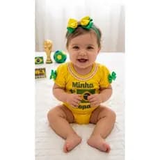Body minha primeira Copa do Mundo,body amarelo, body Brasil, body,body  bebê Brasil, Copa do Mundo,body primeira Copa