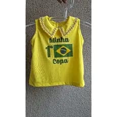 Conjunto minha primeira Copa do Mundo, Copa do Mundo, menina, blusa Brasil infantil, blusa primeira Copa