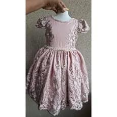 Vestido infantil rose com renda,festa princesa,daninha, florista, casamento luxo,ensaio 1 ano.