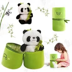 Panda 25 cm de pelúcia animal, 2 em 1 e brinquedo de pelúcia de bambu brinquedo da boneca para crianças