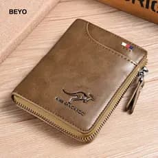 Porta-Cartões De Crédito Carteira Masculina Kangaroo Com Zíper Saco De Dinheiro RFID