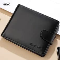 Carteira Porta-Cartões Masculina Premium PU Com Bolso Para Moedas