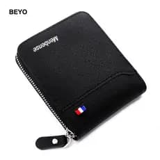 Carteira De Bolso Masculina Inteligente Com Zíper , Bolsa Sólida Porta-Moedas