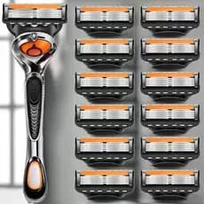 Barbeador Manual De Aço Inoxidável De 5 Camadas De Alta Qualidade Com 4 Cabeças De Lâmina Substituíveis , Cabo Universal