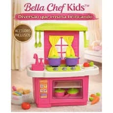 Cozinha Infantil Bella Chef Kids Brinquedo Fogão Forno Pia Completa com Acessórios Educativo Menina Menino