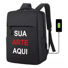 Mochila Notebook Slim Personalizada Saida Cabo Usb Executiva