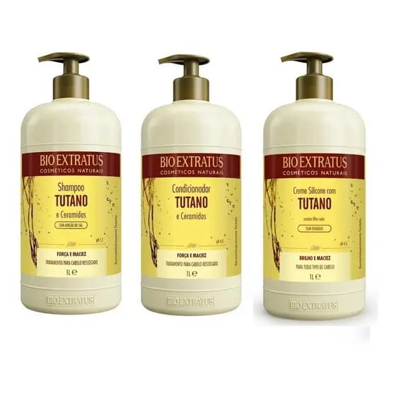 Kit Bio Extratus Tutano 1 Litro-Shampoo-Condicionador e Creme de Silicone/Kit cabelos Ressecados-Secos