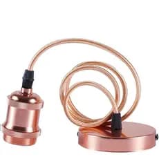 Fio Pendente Metal 1m + Canopla Decorativa Sofisticado Rose