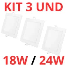 Kit 3 Paineis LED Embutir 18W / 24W 6500K (branco frio) Bivolt Ourolux