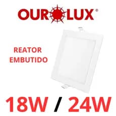 1 ou 2 Paineis LED Embutir 18W / 24W - 3000K/ 4000K / 6500K (branco frio) Bivolt Ourolux
