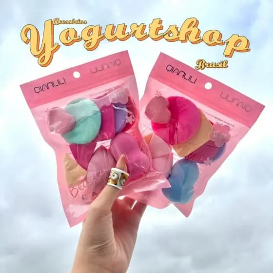 Kit 9 Esponja Para Maquiagem - Combo Com 9 Esponjas Coracao/Pó pressionado