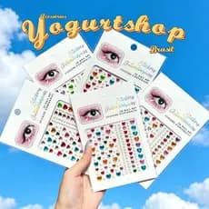 Cartelas Adesivos Com Strass de Rosto Maquiagem/4Und
